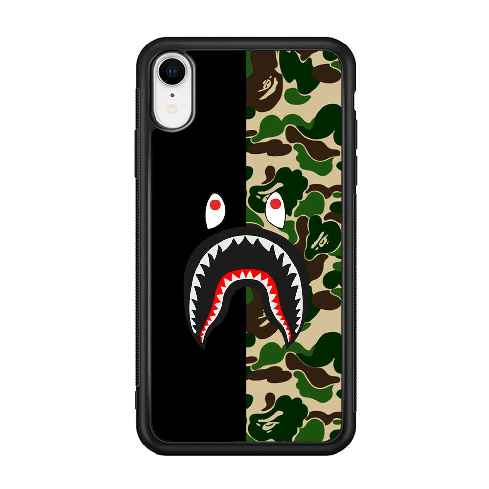 Bape Black Green Camo iPhone XR Case-Rubber Black (2D Case)-Oxvistore