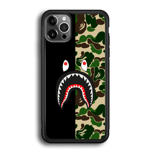 Bape Black Green Camo iPhone 12 Pro Max Case-Rubber Black (2D Case)-Oxvistore