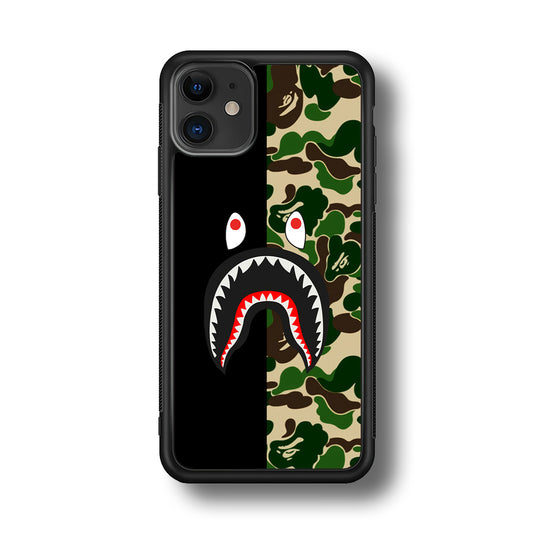 Bape Black Green Camo iPhone 11 Case-Rubber Black (2D Case)-Oxvistore