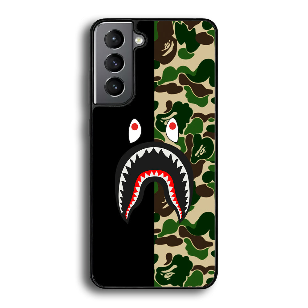 Bape Black Green Camo Samsung Galaxy S22 Plus Case-Rubber Black (2D Case)-Oxvistore