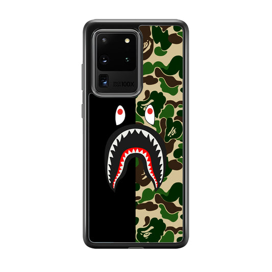 Bape Black Green Camo Samsung Galaxy S20 Ultra Case-Rubber Black (2D Case)-Oxvistore
