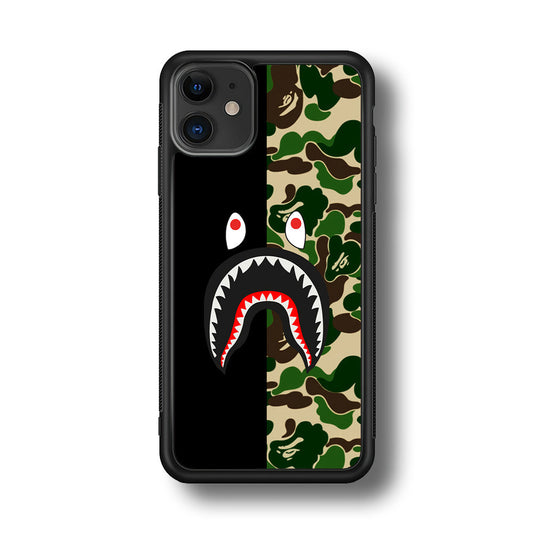 Bape Black Green Camo iPhone 12 Case-Rubber Black (2D Case)-Oxvistore