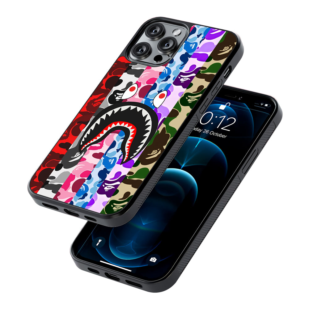 Bape Colorfull Camo 2D Rubber Phone Case-Oxvistore