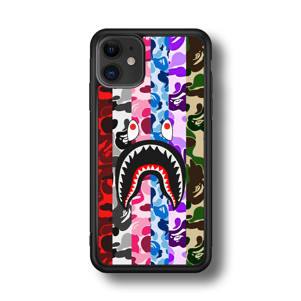 Bape Colorfull Camo iPhone 11 Case-Rubber Black (2D Case)-Oxvistore