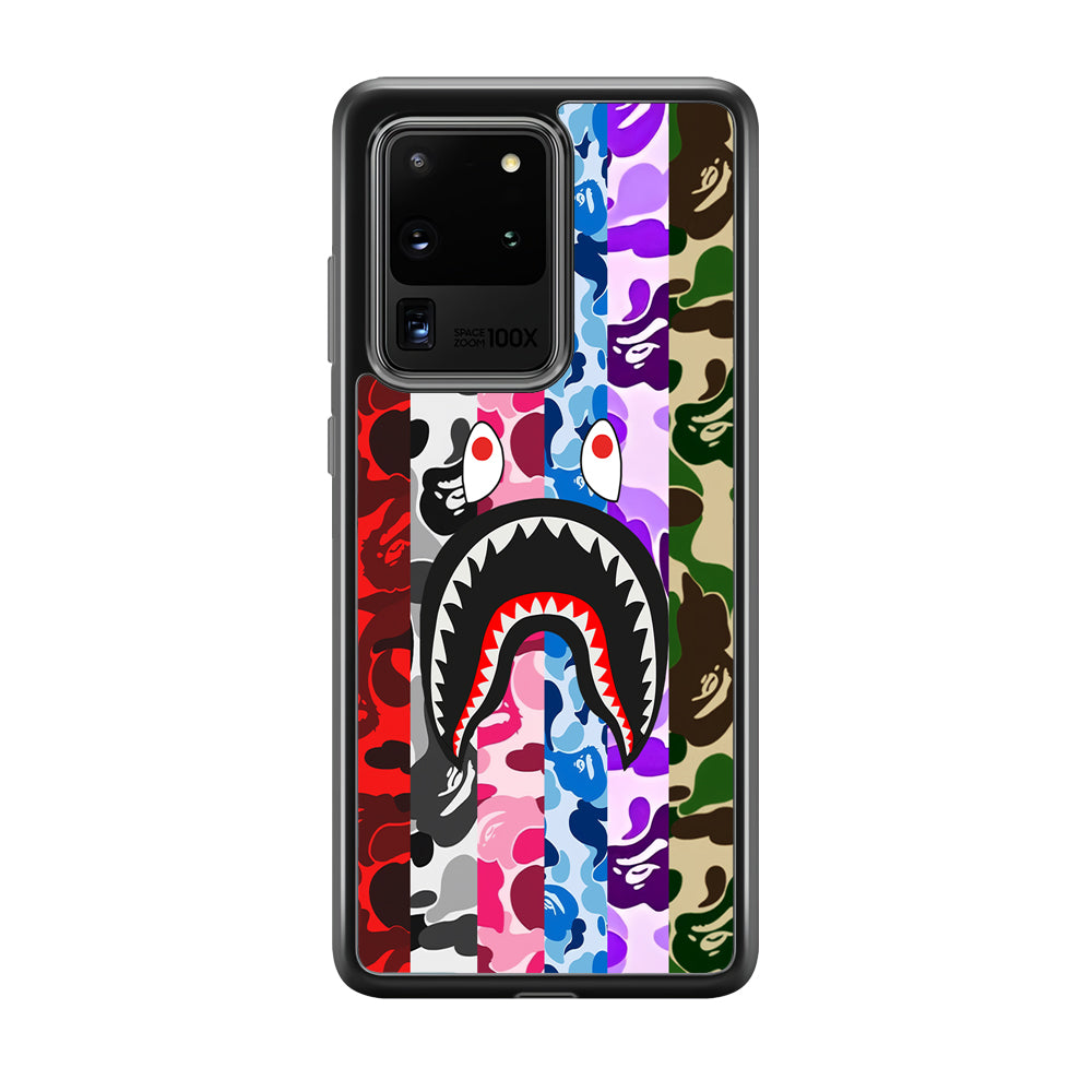 Bape Colorfull Camo Samsung Galaxy S20 Ultra Case-Rubber Black (2D Case)-Oxvistore