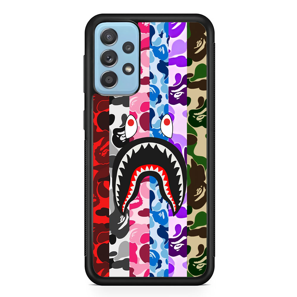 Bape Colorfull Camo Samsung Galaxy A52 Case-Rubber Black (2D Case)-Oxvistore