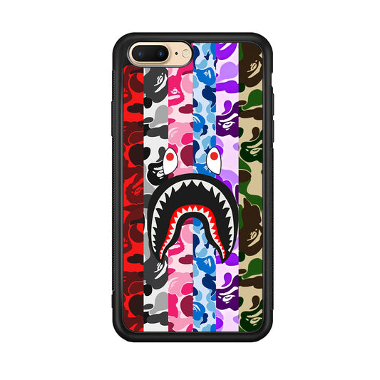 Bape Colorfull Camo iPhone 8 Plus Case-Rubber Black (2D Case)-Oxvistore
