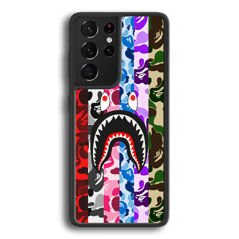 Bape Colorfull Camo Samsung Galaxy S23 Ultra Case-Rubber Black (2D Case)-Oxvistore
