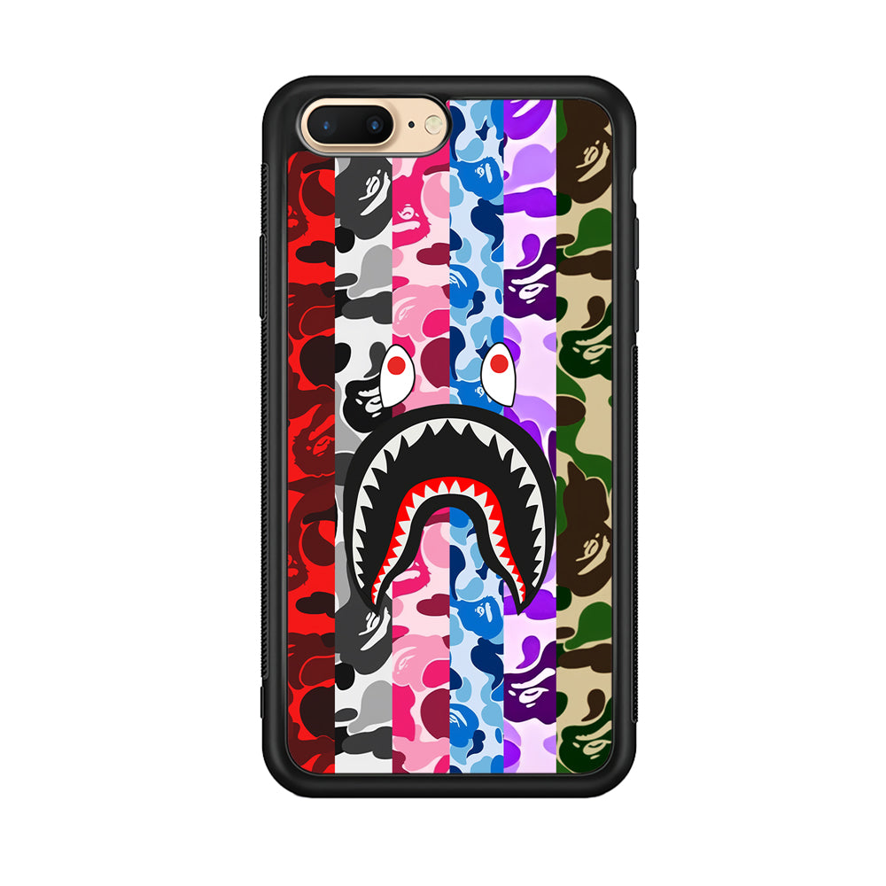 Bape Colorfull Camo iPhone 7 Plus Case-Rubber Black (2D Case)-Oxvistore