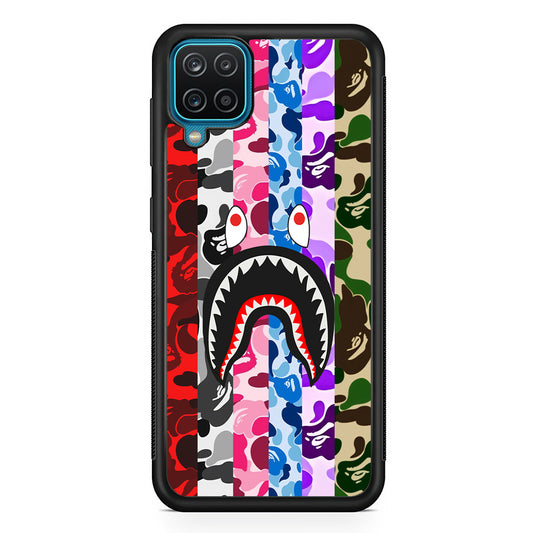 Bape Colorfull Camo Samsung Galaxy A12 Case-Rubber Black (2D Case)-Oxvistore