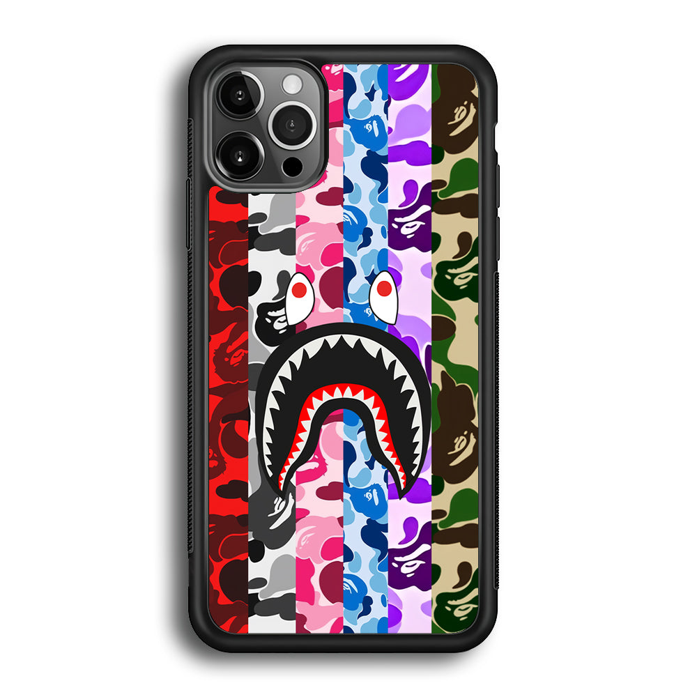 Bape Colorfull Camo iPhone 12 Pro Max Case-Rubber Black (2D Case)-Oxvistore