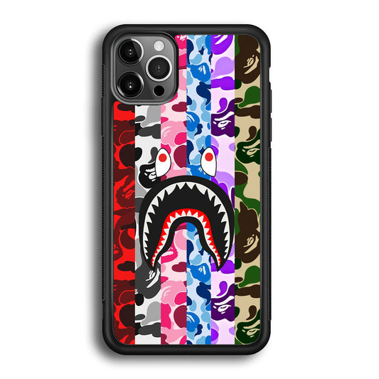 Bape Colorfull Camo iPhone 12 Pro Max Case-Rubber Black (2D Case)-Oxvistore