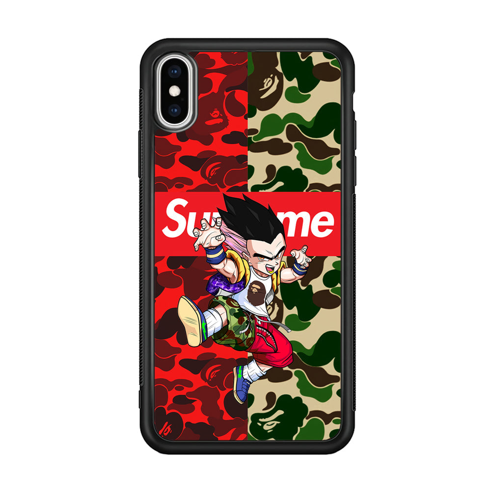 Bape Dragon Ball Supreme Camo iPhone Xs Case-Rubber Black (2D Case)-Oxvistore