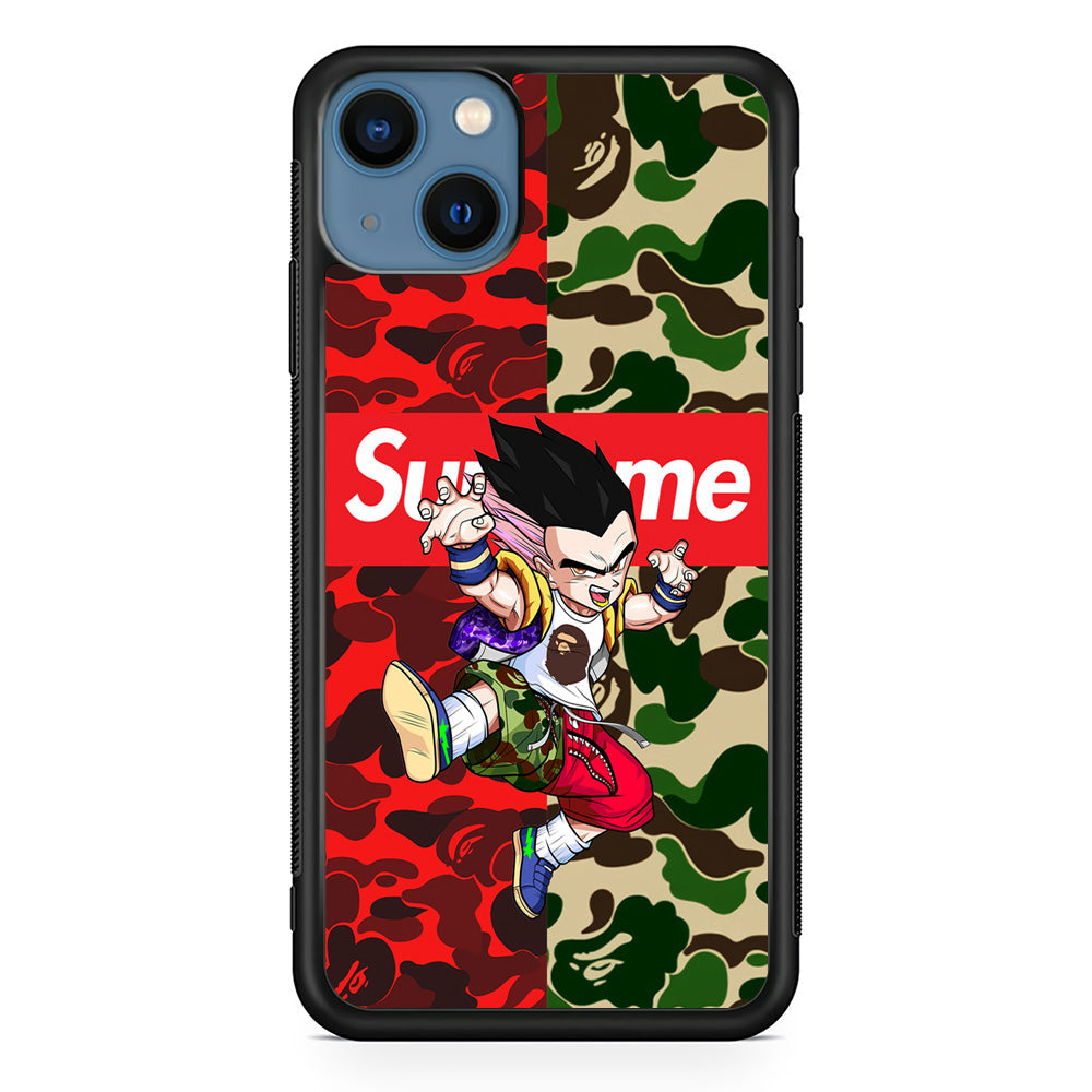 Bape Dragon Ball Supreme Camo iPhone 15 Case-Rubber White (2D Case)-Oxvistore