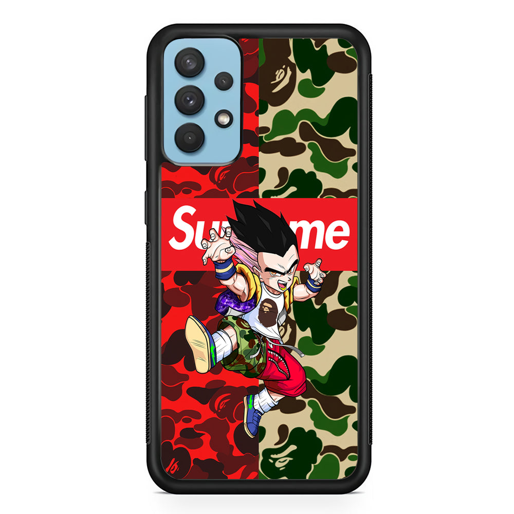 Bape Dragon Ball Supreme Camo Samsung Galaxy A32 Case-Rubber White (2D Case)-Oxvistore