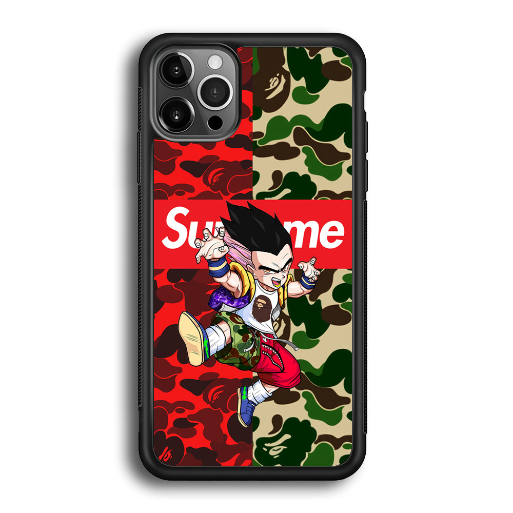 Bape Dragon Ball Supreme Camo iPhone 12 Pro Case-Rubber Black (2D Case)-Oxvistore