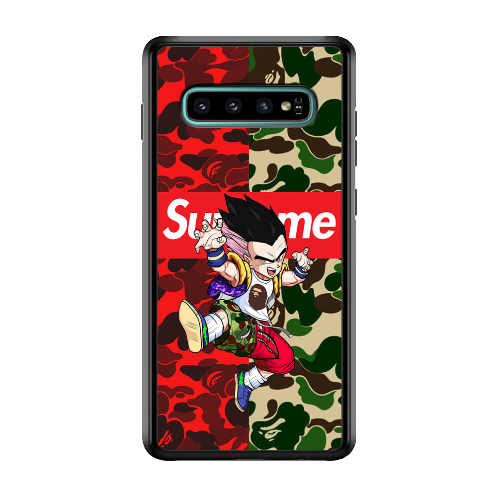 Bape Dragon Ball Supreme Camo Samsung Galaxy S10 Plus Case-Rubber White (2D Case)-Oxvistore