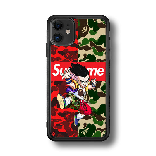 Bape Dragon Ball Supreme Camo iPhone 12 Case-Rubber Black (2D Case)-Oxvistore