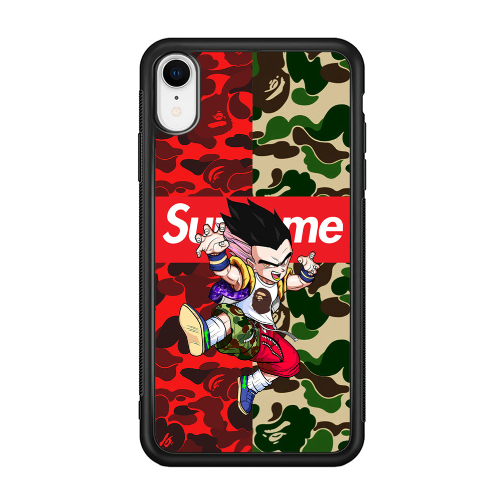 Bape Dragon Ball Supreme Camo iPhone XR Case-Rubber White (2D Case)-Oxvistore