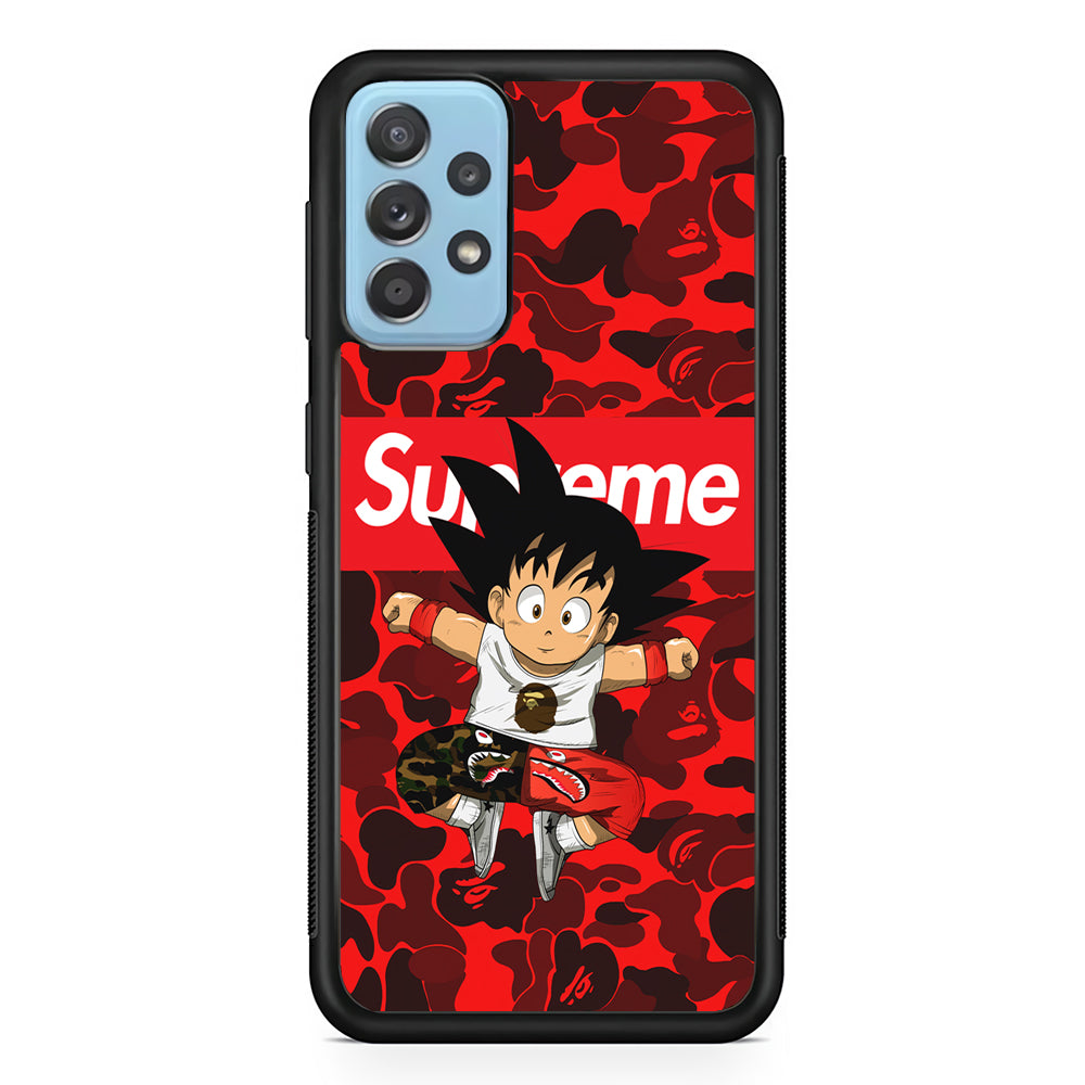 Bape Goku Red Camo Supreme Samsung Galaxy A52 Case-Rubber Black (2D Case)-Oxvistore