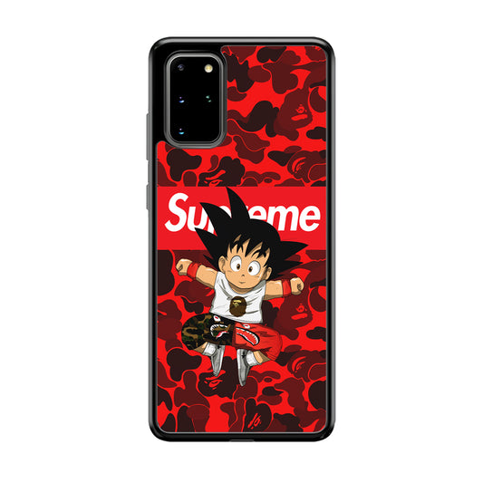 Bape Goku Red Camo Supreme Samsung Galaxy S20 Plus Case-Rubber Black (2D Case)-Oxvistore