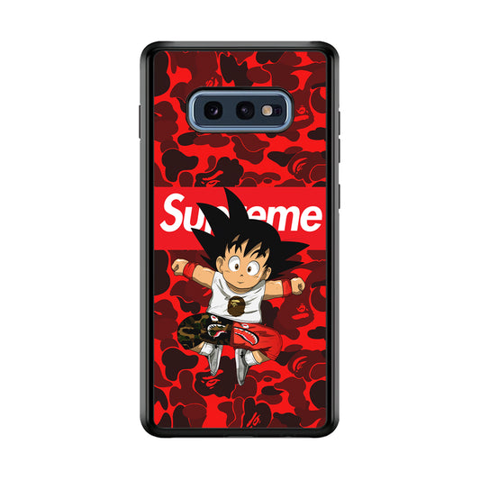 Bape Goku Red Camo Supreme Samsung Galaxy S10E Case-Rubber Black (2D Case)-Oxvistore