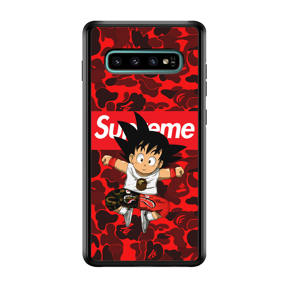 Bape Goku Red Camo Supreme Samsung Galaxy S10 Plus Case-Rubber Black (2D Case)-Oxvistore