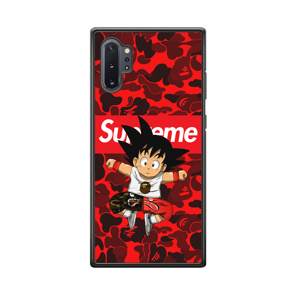 Bape Goku Red Camo Supreme Samsung Galaxy Note 10 Plus Case-Rubber Black (2D Case)-Oxvistore