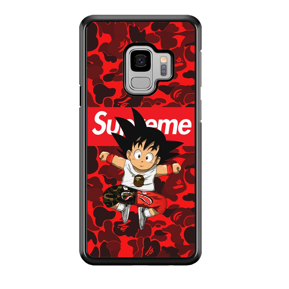 Bape Goku Red Camo Supreme Samsung Galaxy S9 Case-Rubber Black (2D Case)-Oxvistore