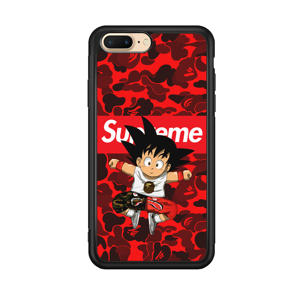 Bape Goku Red Camo Supreme iPhone 8 Plus Case-Rubber Black (2D Case)-Oxvistore
