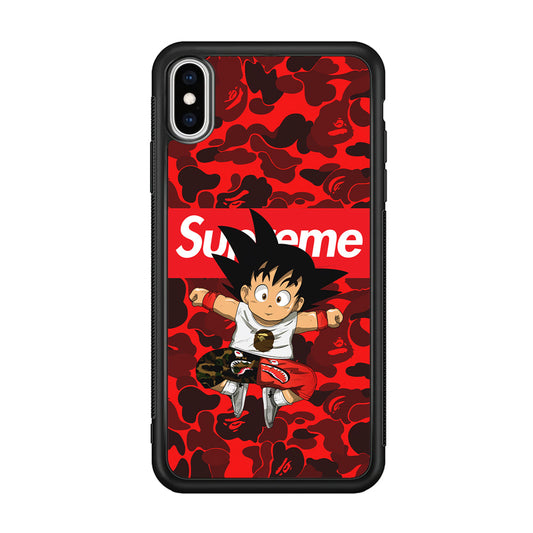 Bape Goku Red Camo Supreme iPhone Xs Max Case-Rubber White (2D Case)-Oxvistore