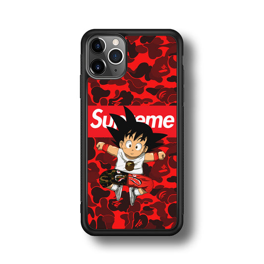 Bape Goku Red Camo Supreme iPhone 11 Pro Case-Rubber Black (2D Case)-Oxvistore