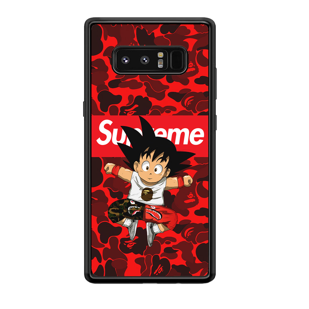 Bape Goku Red Camo Supreme Samsung Galaxy Note 8 Case-Rubber Black (2D Case)-Oxvistore