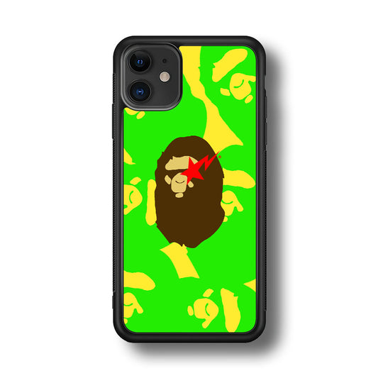 Bape Green Screen iPhone 12 Case-Rubber Black (2D Case)-Oxvistore