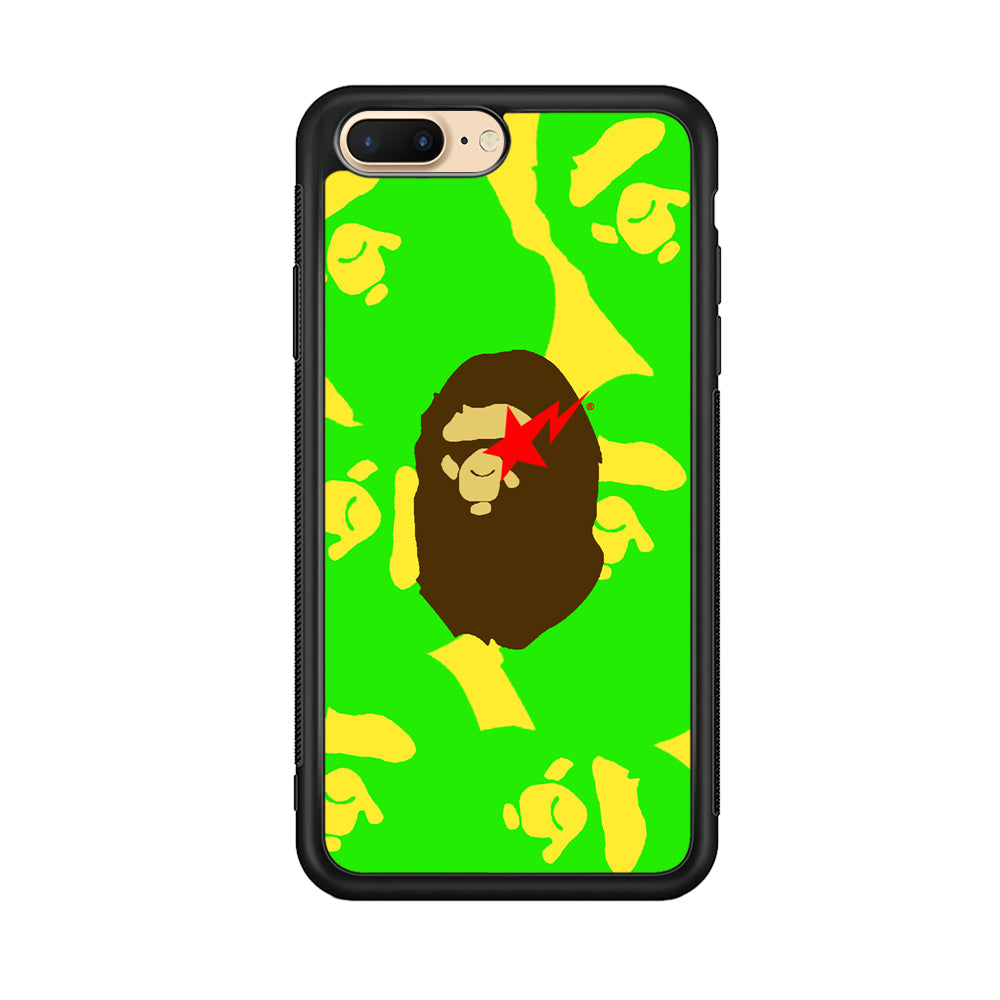 Bape Green Screen iPhone 8 Plus Case-Rubber Black (2D Case)-Oxvistore