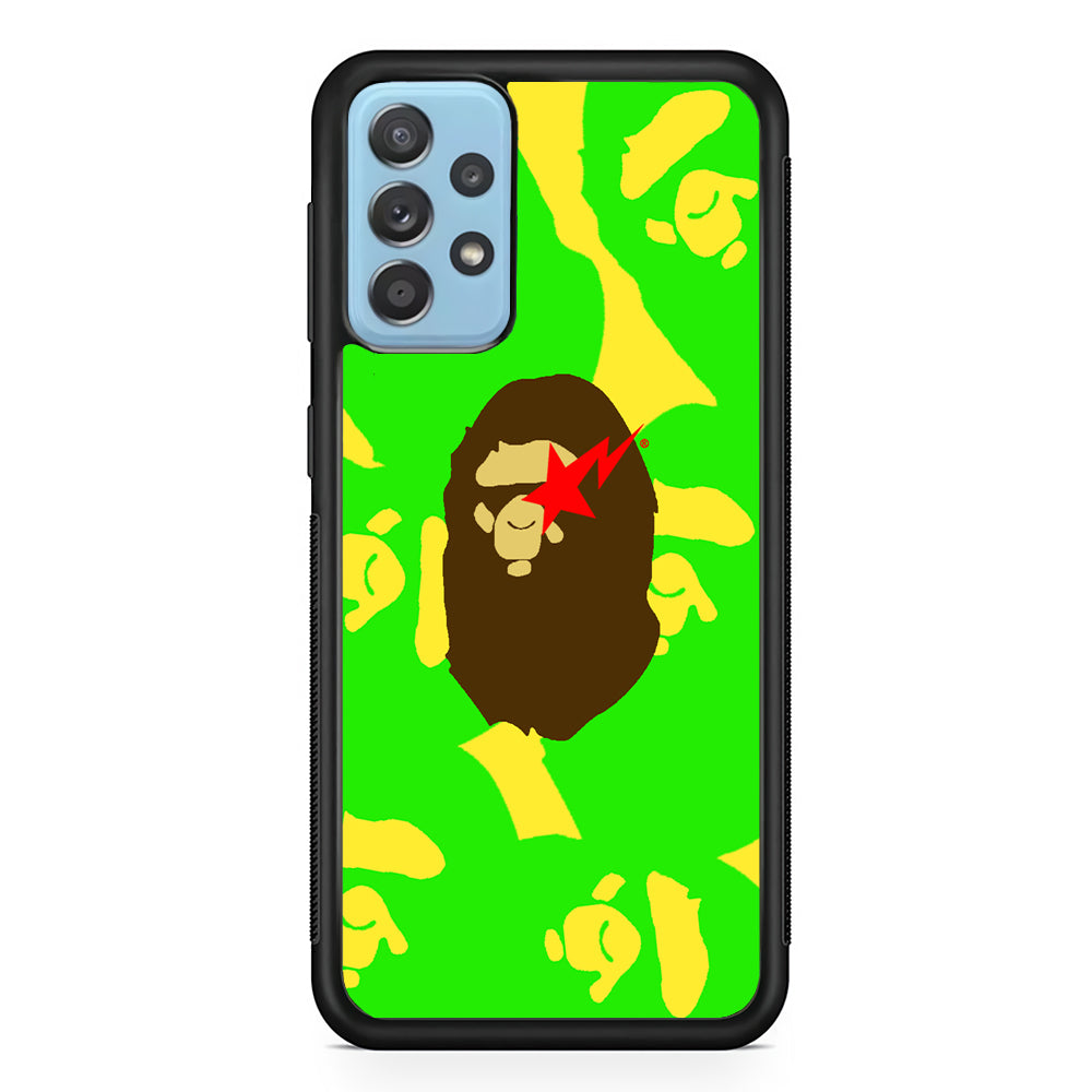 Bape Green Screen Samsung Galaxy A52 Case-Rubber Black (2D Case)-Oxvistore