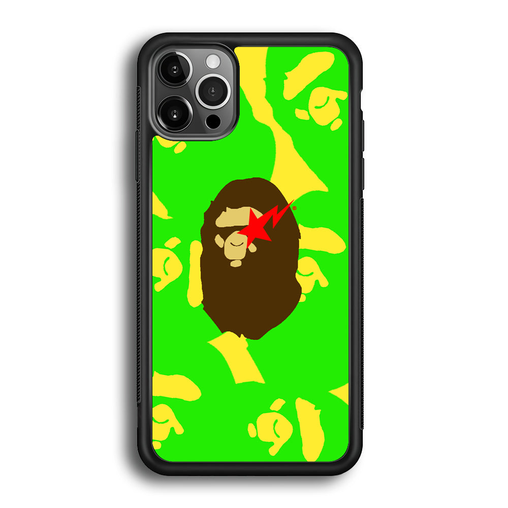 Bape Green Screen iPhone 12 Pro Case-Rubber Black (2D Case)-Oxvistore