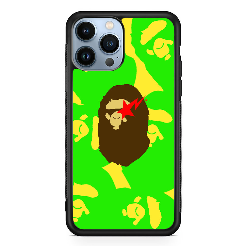 Bape Green Screen iPhone 13 Pro Case-Rubber Black (2D Case)-Oxvistore