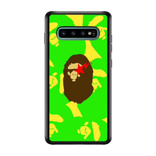 Bape Green Screen Samsung Galaxy S10 Case-Rubber Black (2D Case)-Oxvistore