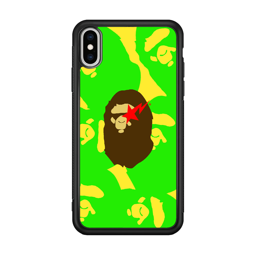 Bape Green Screen iPhone Xs Max Case-Rubber White (2D Case)-Oxvistore
