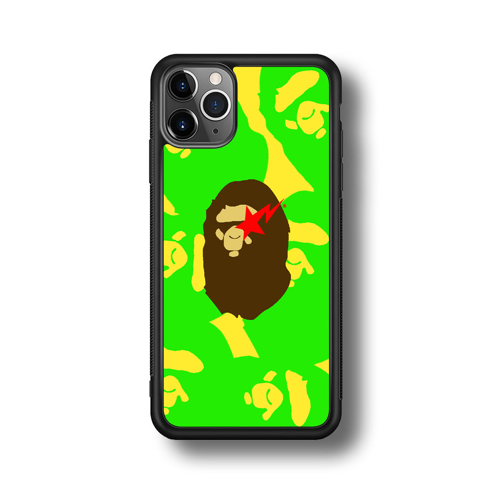 Bape Green Screen iPhone 11 Pro Max Case-Rubber Black (2D Case)-Oxvistore