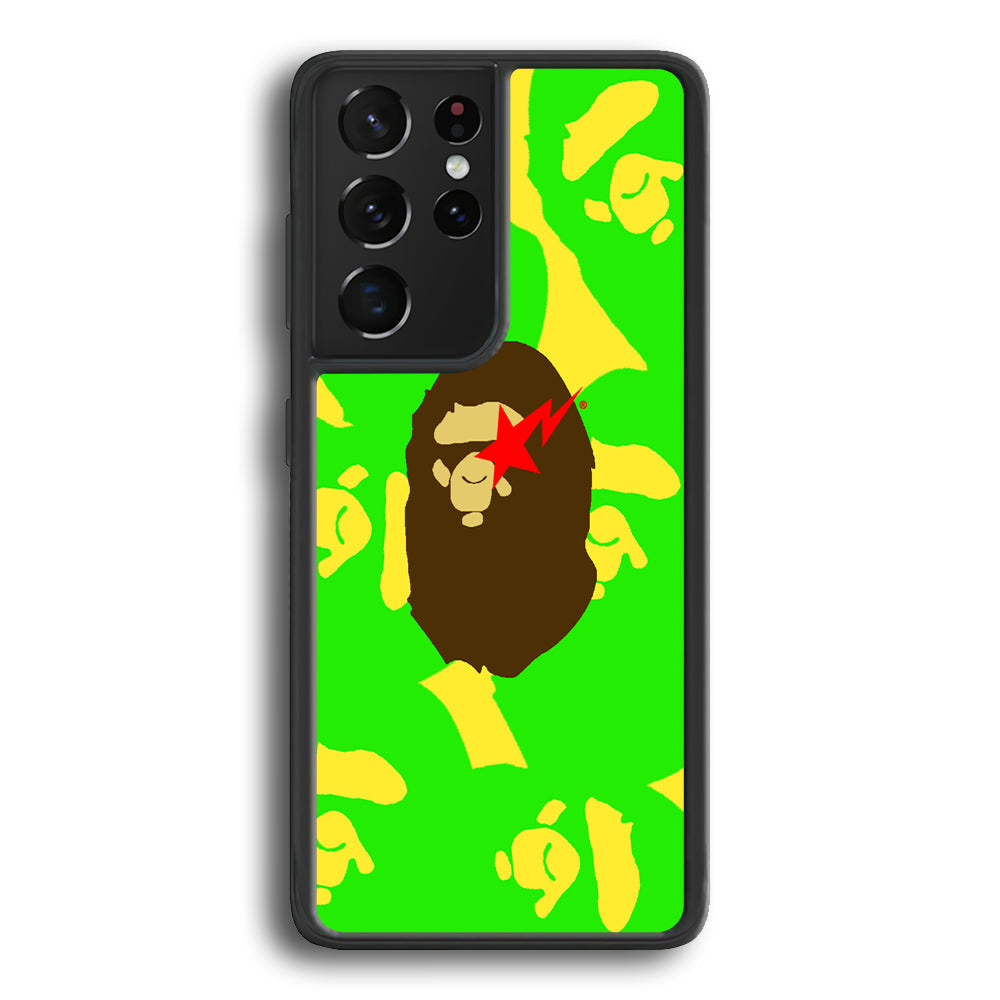 Bape Green Screen Samsung Galaxy S21 Ultra Case-Rubber Black (2D Case)-Oxvistore