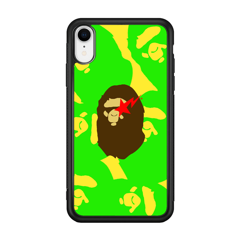 Bape Green Screen iPhone XR Case-Rubber Black (2D Case)-Oxvistore