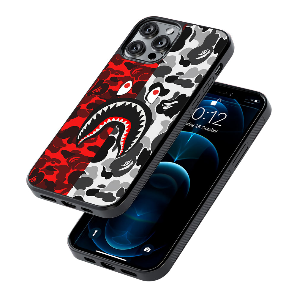 Bape Red Black Camo 2D Rubber Phone Case-Oxvistore
