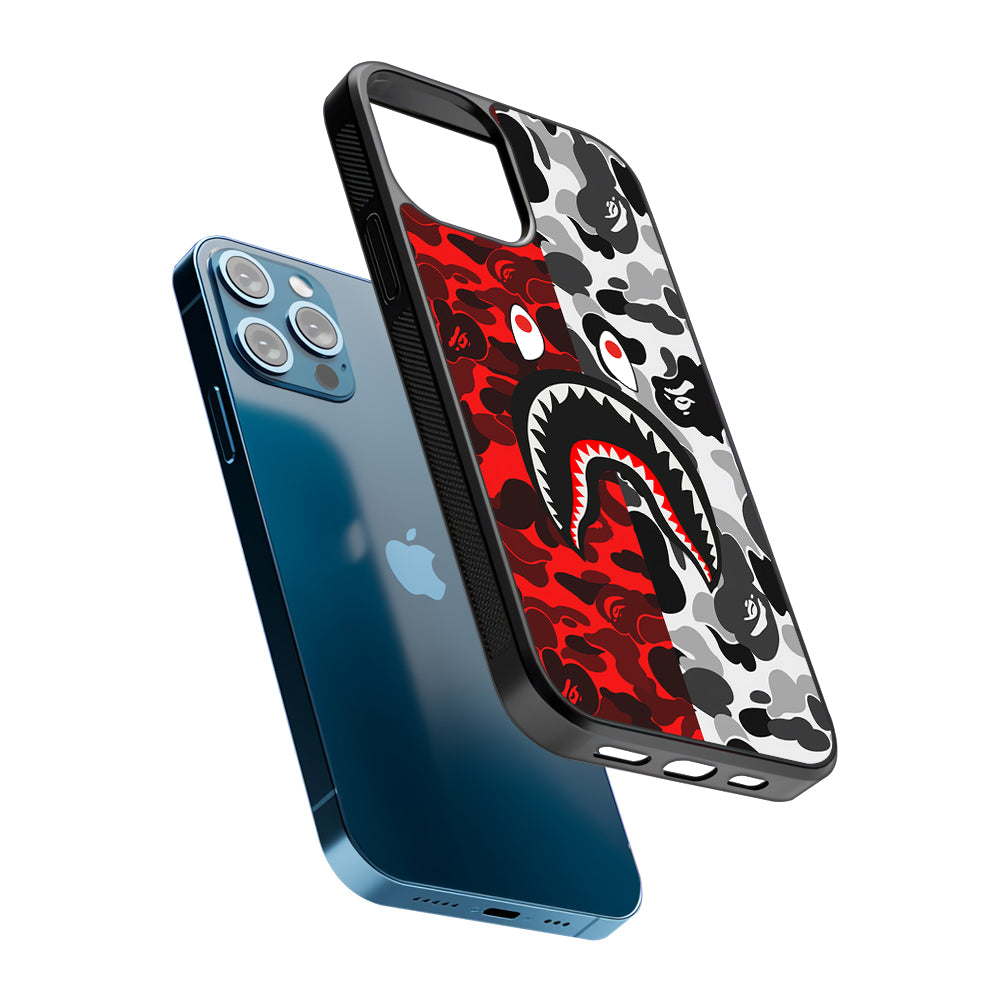 Bape Red Black Camo 2D Rubber Phone Case-Oxvistore