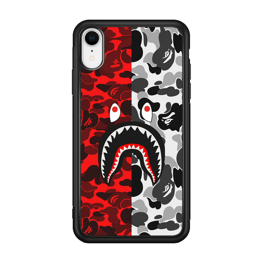 Bape Red Black Camo iPhone XR Case-Rubber Black (2D Case)-Oxvistore