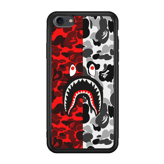 Bape Red Black Camo iPhone 8 Case-Rubber Black (2D Case)-Oxvistore