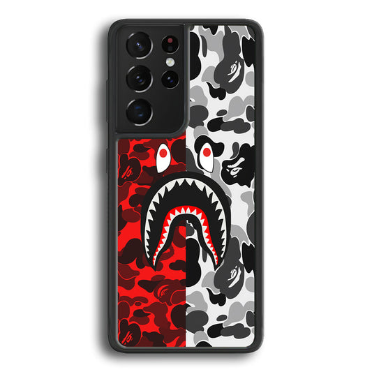 Bape Red Black Camo Samsung Galaxy S23 Ultra Case-Rubber Black (2D Case)-Oxvistore