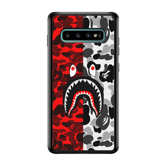 Bape Red Black Camo Samsung Galaxy S10 Case-Rubber Black (2D Case)-Oxvistore