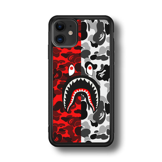 Bape Red Black Camo iPhone 11 Case-Rubber Black (2D Case)-Oxvistore